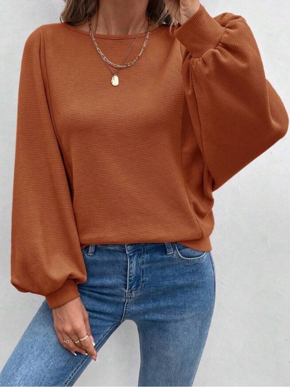 Lush Flowy Sleeve Top - Rust Orange